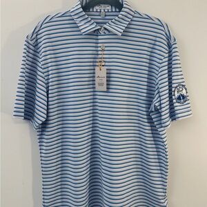 Peter Millar Navy and White Striped Polo Shirt